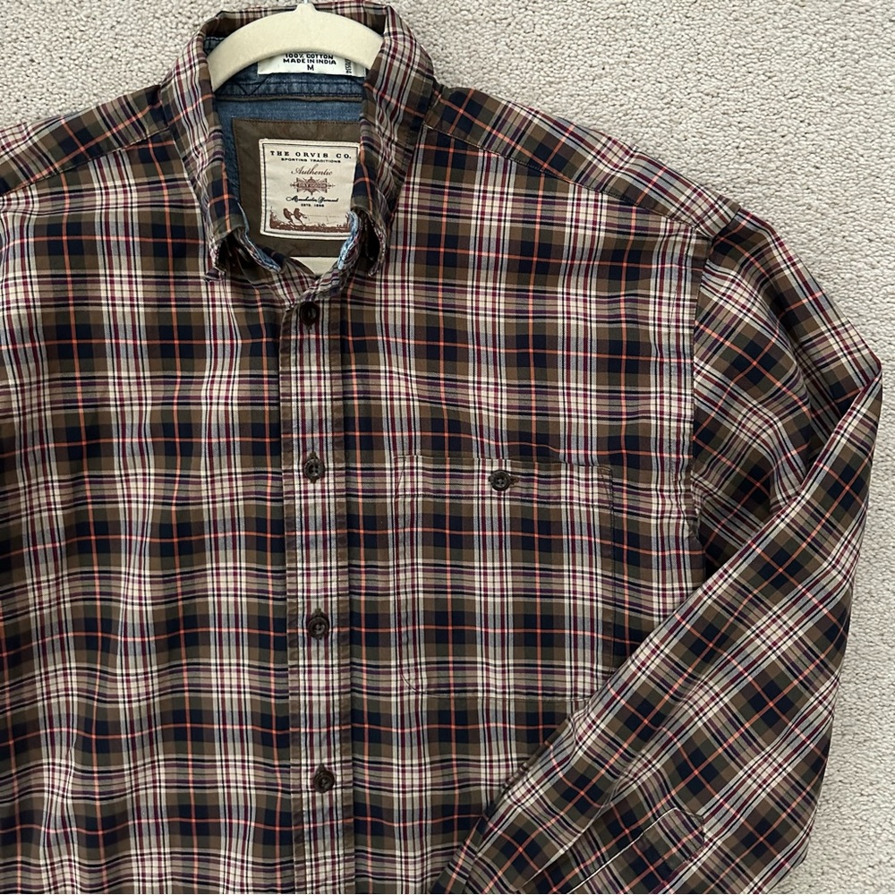 Vintage 90s Orvis Fall Plaid Medium Weight Long Sleeve Button Down Shirt